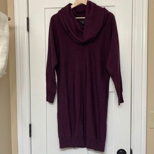 Tahari merino wool cowl neck sweater dress burgundy size small